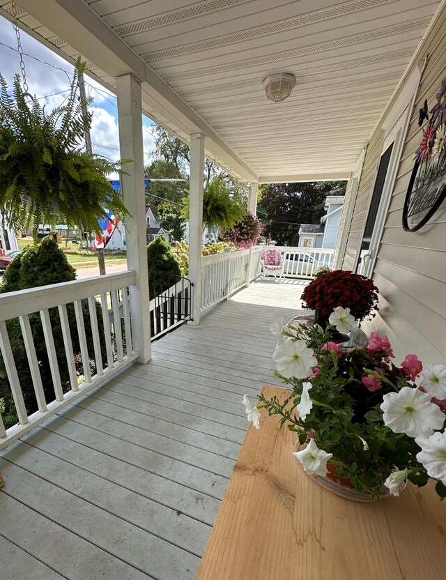 deck featuring covered porch