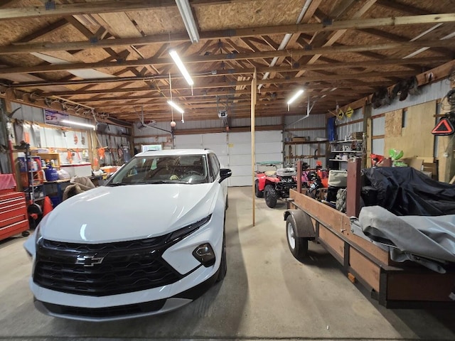 garage featuring a workshop area