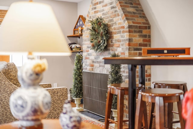 interior space featuring a fireplace