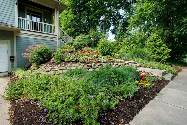 view of yard with stairs