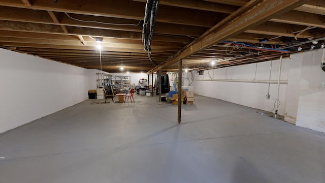 view of unfinished basement