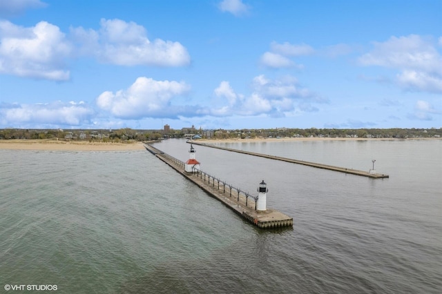 view of dock featuring a water view