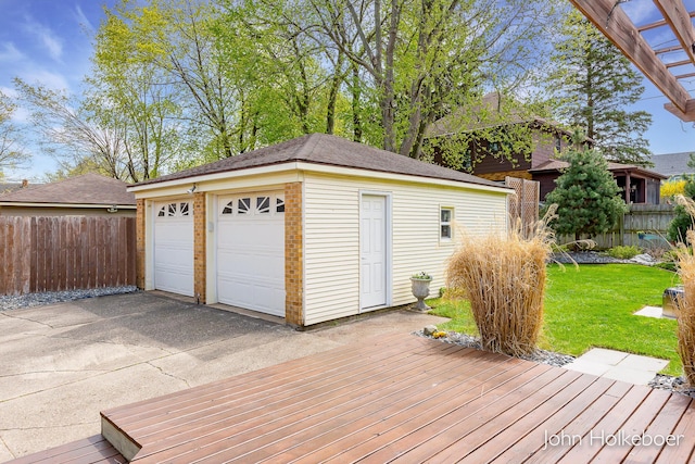 detached garage with fence