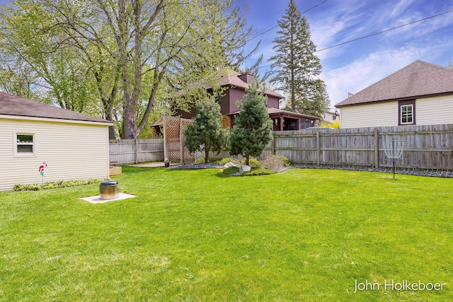 view of yard featuring a fenced backyard