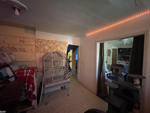 bedroom with tile patterned floors