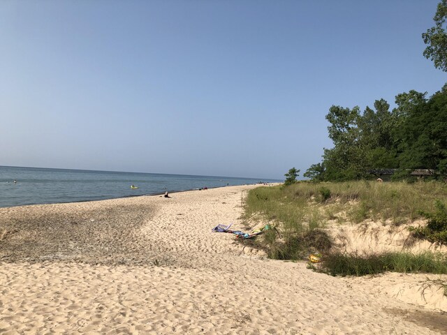 view of water feature featuring a view of the beach