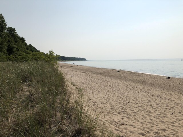 view of water feature with a view of the beach