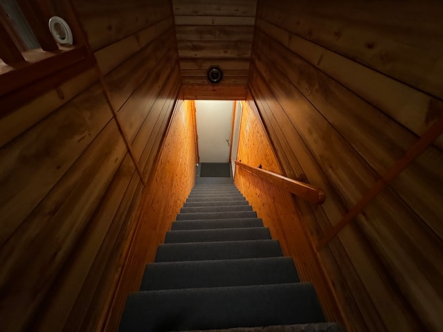 5940 Oak Rd, Rose City, MI 48654 - stairway featuring wood walls