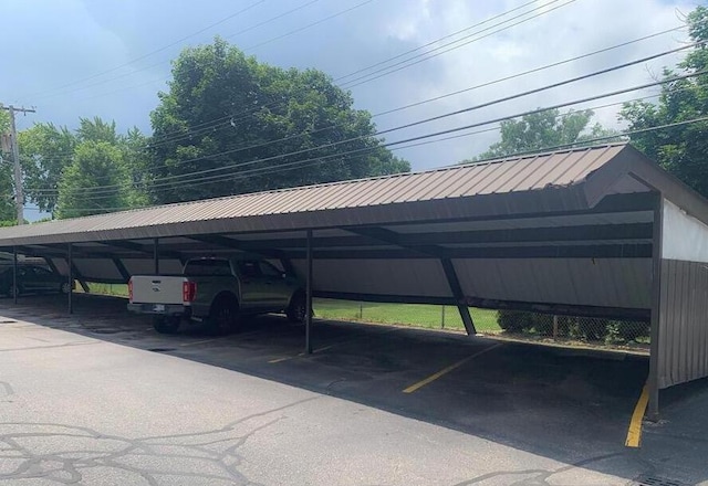 view of covered parking lot