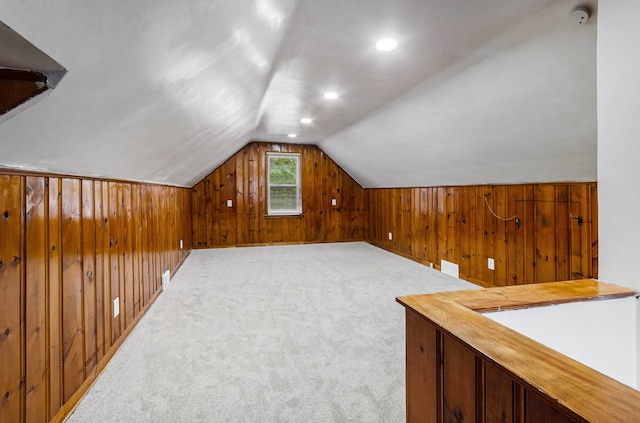 18900 Asbury Park, Detroit, MI 48235 - bonus room featuring vaulted ceiling, wood walls, and carpet floors