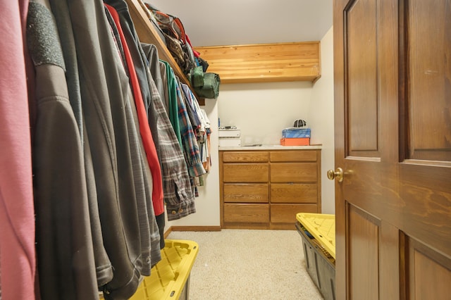 spacious closet featuring carpet flooring