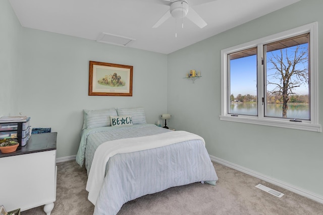 1704 Little Dr, Horton, MI 49246 - bedroom with baseboards, carpet, attic access, and visible vents