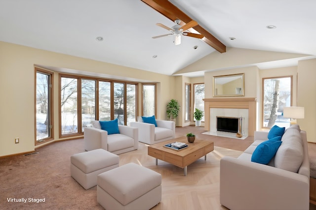 1839 Sudbury Ct, Rochester Hills, MI 48306 - living area with ceiling fan, a premium fireplace, and baseboards