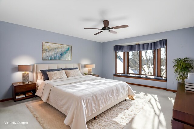 1839 Sudbury Ct, Rochester Hills, MI 48306 - carpeted bedroom with baseboards and a ceiling fan