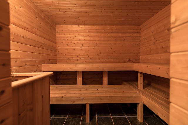 view of sauna / steam room featuring tile patterned floors