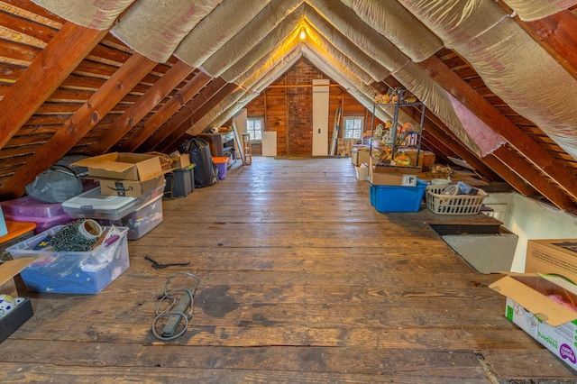 view of unfinished attic