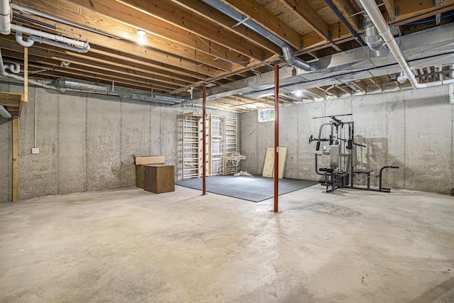 view of unfinished basement