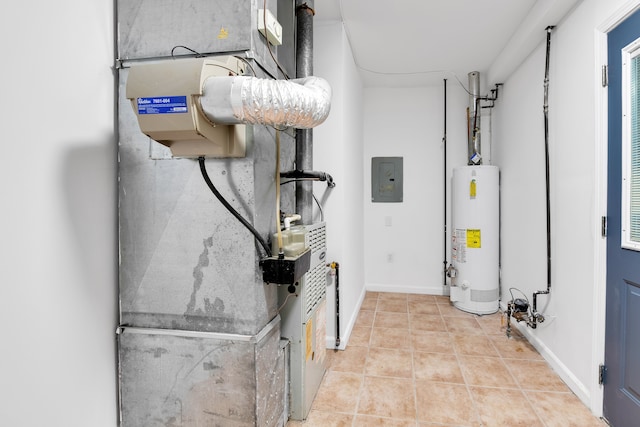 utilities with water heater and electric panel