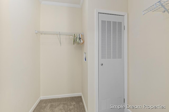 walk in closet with carpet flooring and a heating unit