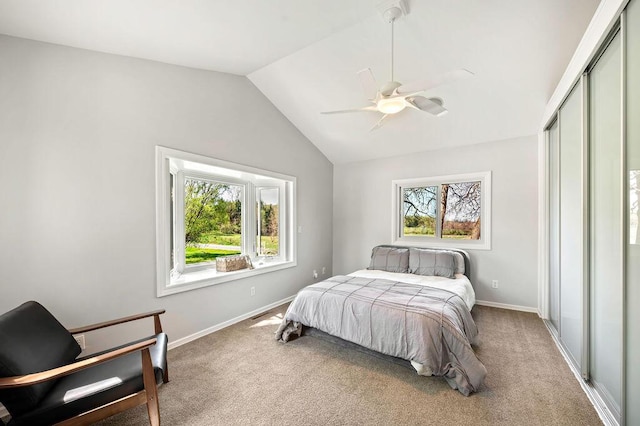 19117 Beaver Dam Rd, Galien, MI 49113 - bedroom with carpet floors, multiple windows, and lofted ceiling