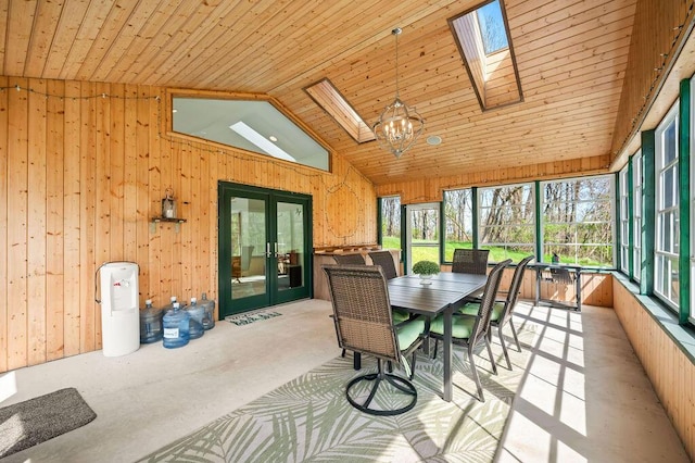 19117 Beaver Dam Rd, Galien, MI 49113 - sunroom / solarium featuring french doors, a wealth of natural light, and a skylight