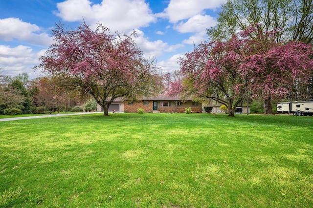 view of yard with an attached garage