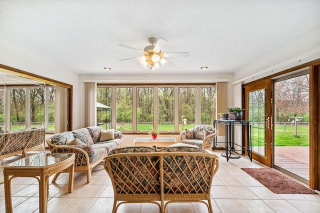 sunroom with tile patterned floors