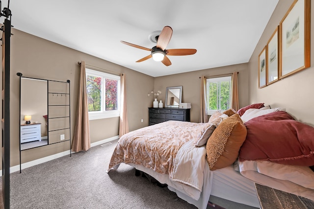 1205 Mckail Rd, Leonard, MI 48367 - carpeted bedroom featuring baseboards, a ceiling fan, and a barn door
