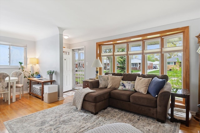 living room with light wood finished floors