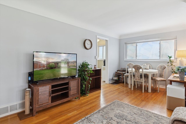 living room with visible vents and wood finished floors