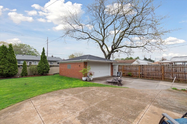 view of patio with an outdoor structure and fence