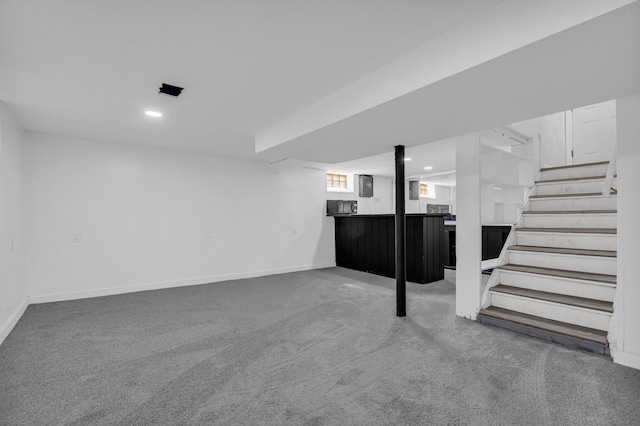19950 Gilchrist St, Detroit, MI 48235 - basement featuring recessed lighting, a dry bar, and carpet flooring