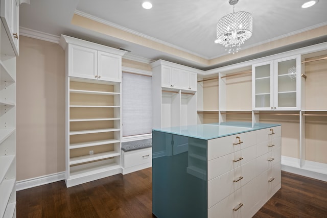 5820 Lakeview Ave, Orchard Lake, MI 48323 - spacious closet with a chandelier and dark wood-style floors
