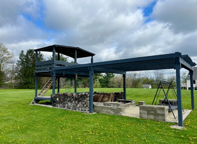 3960 Harvest Creek Ct, Rochester, MI 48306 - exterior space with a pergola