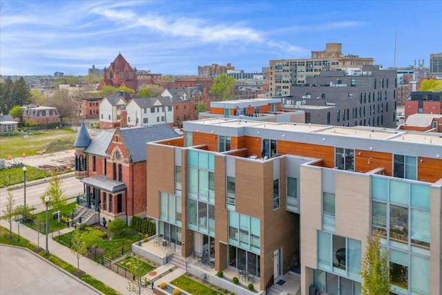 view of building exterior with a view of city