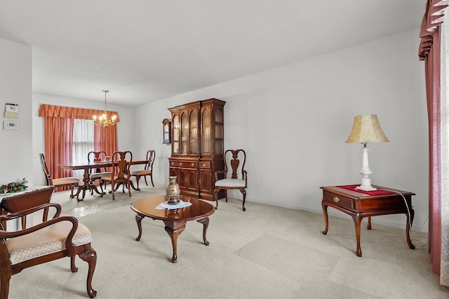 2796 Eagle Harbor Ave, Portage, MI 49024 - living area with a chandelier and light carpet