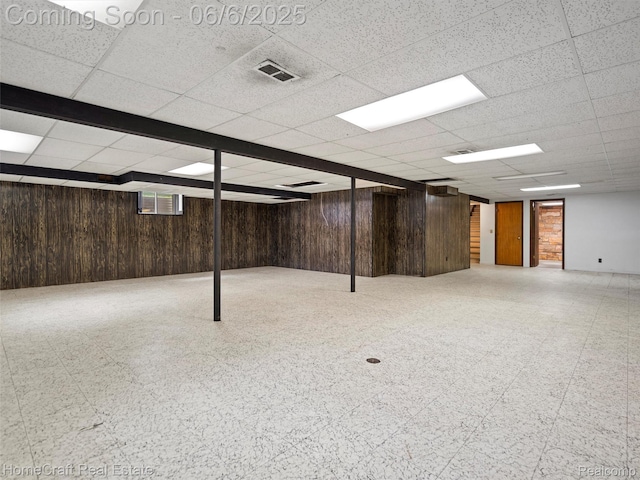 28210 Ridgebrook Rd, Farmington Hills, MI 48334 - finished below grade area with wooden walls, tile patterned floors, and a paneled ceiling