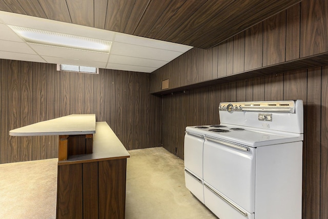 washroom featuring wooden walls and laundry area