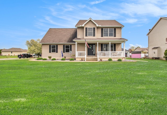 15000 Tiara Ave, Monroe, MI 48161 - view of front facade featuring a front lawn, a porch, and roof with shingles