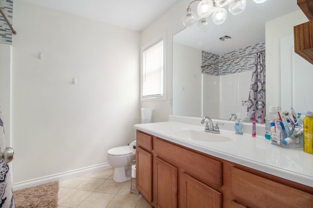 15000 Tiara Ave, Monroe, MI 48161 - full bathroom featuring toilet, a shower with shower curtain, tile patterned floors, baseboards, and vanity