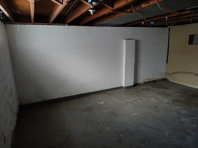 view of unfinished below grade area