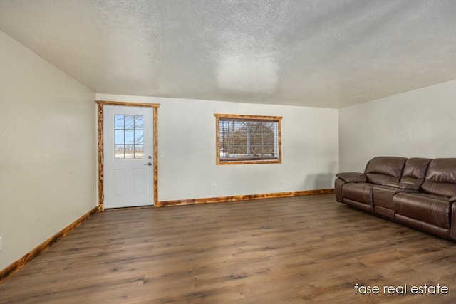 4731 N Osborn Rd, Riverdale, MI 48877 - living room featuring baseboards, a textured ceiling, and wood finished floors