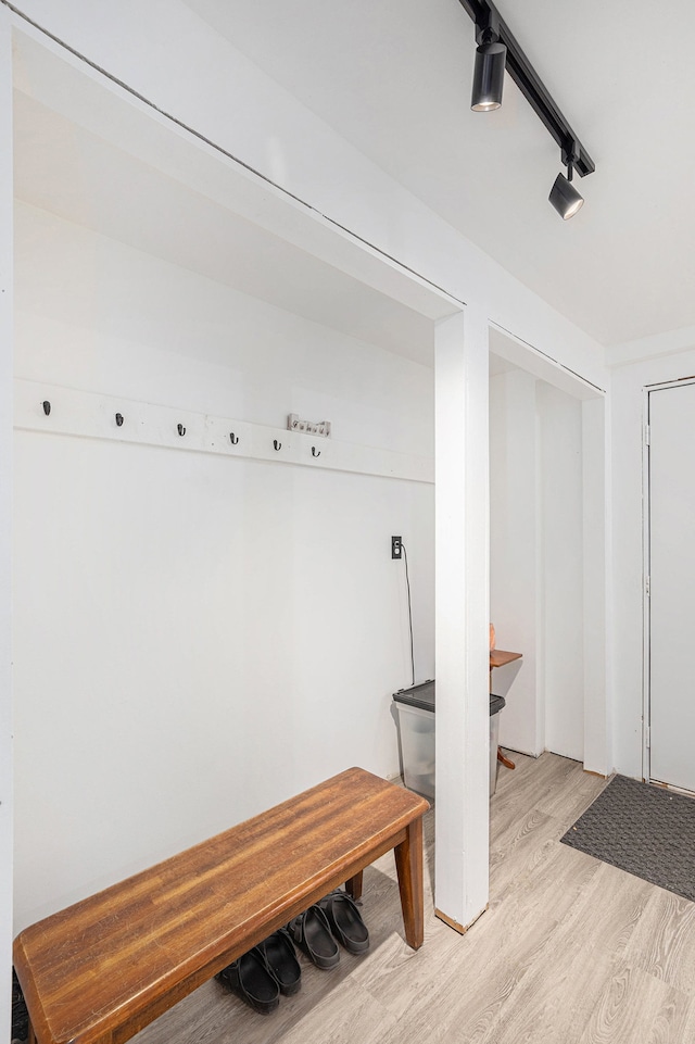 mudroom featuring light wood-style flooring