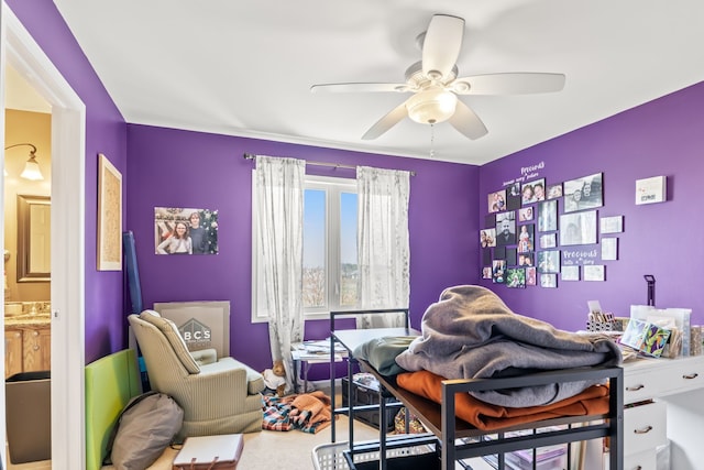 bedroom featuring a ceiling fan