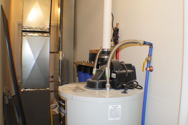 utility room featuring water heater