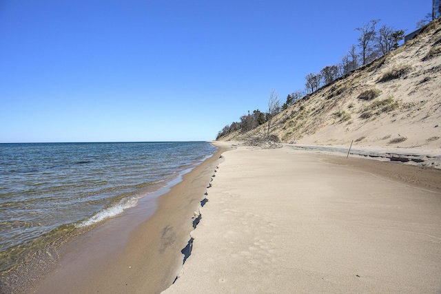 view of water feature featuring a view of the beach