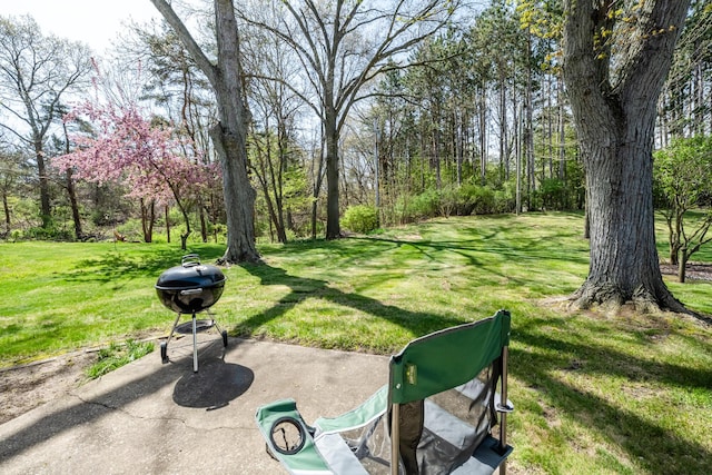 view of property's community with a lawn