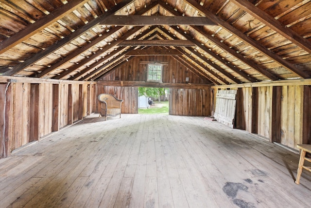 view of unfinished attic