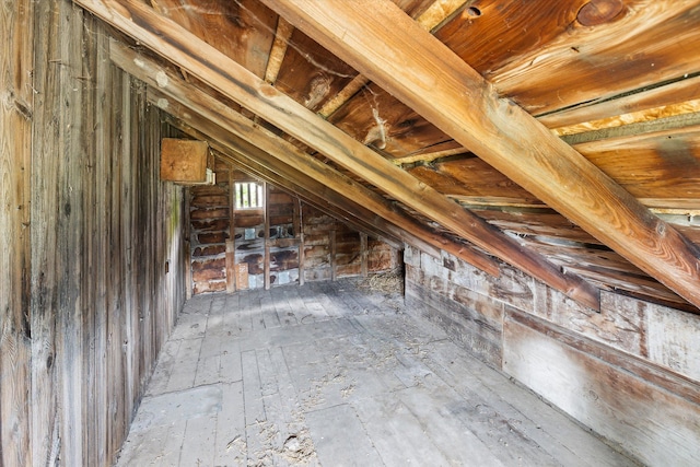 view of unfinished attic