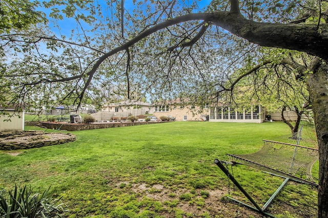 view of yard featuring fence